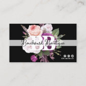 Zwart & Wit  Bloemen Service Loyaliteit Stempel Visitekaartje (Achterkant)