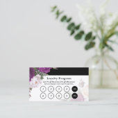 Zwart & Wit  Bloemen Service Loyaliteit Stempel Visitekaartje (Staand voorkant)