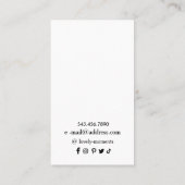 Zwart Wit Bloemen sieraden oorbel display kaart Visitekaartje (Achterkant)