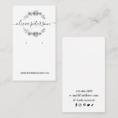 Zwart Wit Bloemen sieraden oorbel display kaart Visitekaartje (Voorkant / Achterkant)