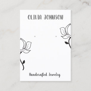 Zwart Wit Bloemen Sieraden Oorbel Display Visitekaartje