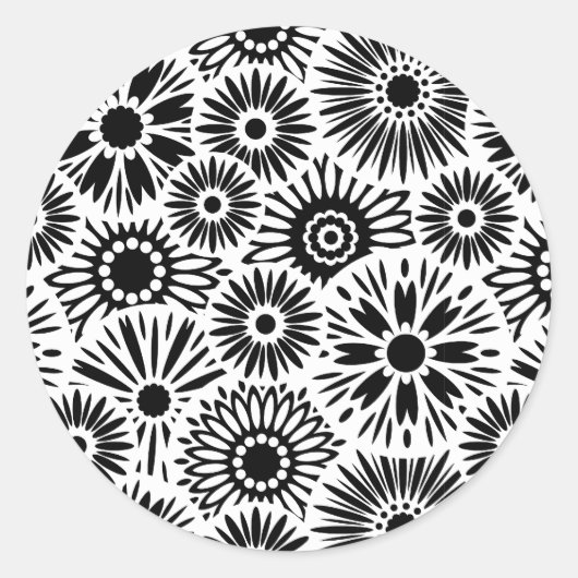 zwart-wit bloemen Sticker (Voorkant)