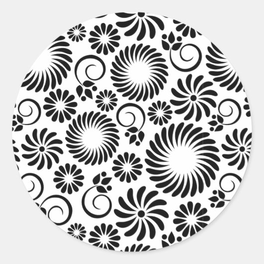 zwart-wit bloemen Sticker (Voorkant)