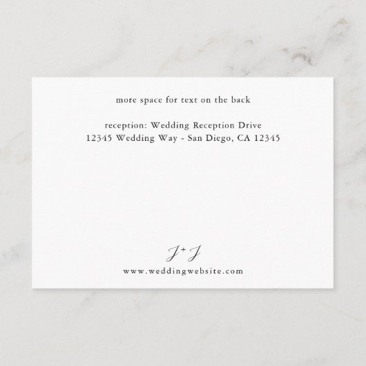 Zwart & Wit Bloemen Strand Details Klein Informatiekaartje (Achterkant)