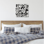 Zwart Wit Bloemen & Swirls Bloemen Swirl Canvas Afdruk (Insitu (Slaapkamer))