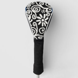 Zwart Wit Bloemen & Swirls Bloemen Swirl Golfheadcover