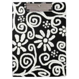 Zwart Wit Bloemen & Swirls Bloemen Swirl Klembord
