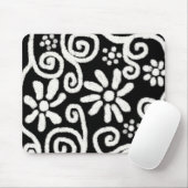 Zwart Wit Bloemen & Swirls Bloemen Swirl Muismat (Met muis)