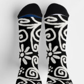 Zwart Wit Bloemen & Swirls Bloemen Swirl Sokken (Top)