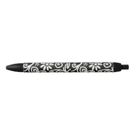 Zwart Wit Bloemen & Swirls Bloemen Swirl Zwarte Inkt Pen