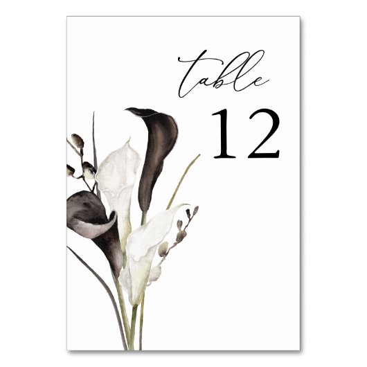 Zwart & Wit Bloemen Tafelnummer (Achterkant)