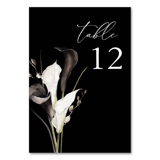 Zwart & Wit Bloemen Tafelnummer - Zwart (Achterkant)