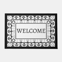 Zwart-wit Bloemen Tegel Ontwerp Welkom