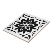 Zwart-wit bloemen tegels tegeltje (Zijkant)