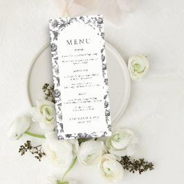 Zwart & Wit Bloemen Toile Arch Wedding Menu