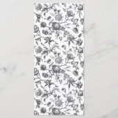 Zwart & Wit Bloemen Toile Arch Wedding Menu (Achterkant)