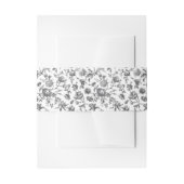 Zwart & Wit Bloemen Toile Bruiloft Uitnodigingen Wikkel (Voorkant Voorbeeld)