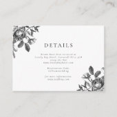 Zwart & Wit Bloemen Toile Trouwen Informatiekaartje (Voorkant)