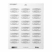 Zwart-wit Bloemen Trouwadres Etiket (Full Sheet)