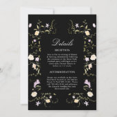 Zwart & Wit Bloemen Trouwdetail Behuizing Kaart (Voorkant)