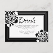 Zwart-wit Bloemen Trouwdetails Kaart (Voorkant)