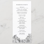  Zwart-wit Bloemen Trouwprogramma Programmakaart (Achterkant)