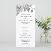  Zwart-wit Bloemen Trouwprogramma Programmakaart (Staand voorkant)