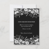 Zwart Wit Bloemen Trouwring Drager Enclosure Bedankkaart (Voorkant)