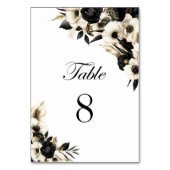 Zwart-wit Bloemen Trouwtafel Nummer Kaart (Achterkant)