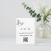 Zwart & Wit Bloemen Trouwwebsite QR Code Informatiekaartje (Staand voorkant)
