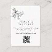 Zwart & Wit Bloemen Trouwwebsite QR Code Informatiekaartje (Voorkant)