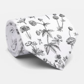 Zwart & Wit Bloemen Vaderdag Stropdas (Opgerold)