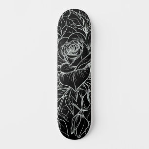 Zwart-wit bloemen verf je eigen dek persoonlijk skateboard