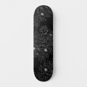 Zwart-wit bloemen verf je eigen dek persoonlijk skateboard