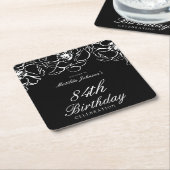 Zwart Wit Bloemen Verjaardagsfeest Kartonnen Onderzetters (Schuin)