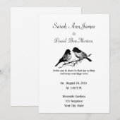 Zwart-wit Bloemen Vogel Natuur bruiloft Kaart (Voorkant / Achterkant)