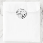 Zwart Wit Bloemen Vrijgezellenfeest Dank u Ronde Sticker (Tas)