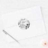 Zwart Wit Bloemen Vrijgezellenfeest Dank u Ronde Sticker (Envelop)