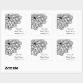Zwart Wit Bloemen Vrijgezellenfeest Favor Vierkante Sticker (Vel)