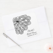 Zwart Wit Bloemen Vrijgezellenfeest Favor Vierkante Sticker (Envelop)
