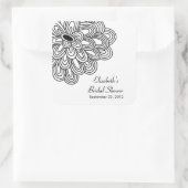 Zwart Wit Bloemen Vrijgezellenfeest Favor Vierkante Sticker (Tas)