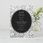  Zwart & Wit Bloemen Vrijgezellenfeest Kaart (Staand voorkant)