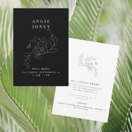 Zwart-wit  Bloemen Vrijgezellenfeest Kaart