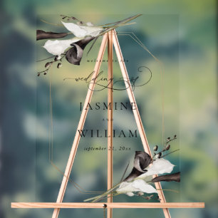 Zwart & Wit Bloemen Welkom 2 Acryl Bord