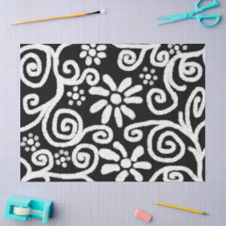 Zwart Wit Bloemen Wervelingen Bloemen Decoupage Tissuepapier