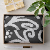 Zwart Wit Bloemen Wervelingen Bloemen Decoupage Tissuepapier (Geschenk)