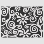 Zwart Wit Bloemen Wervelingen Bloemen Decoupage Tissuepapier (Voorkant)