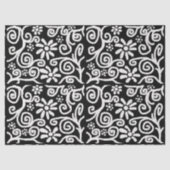 Zwart Wit Bloemen Wervelingen Bloemen Decoupage Tissuepapier (Voorkant)