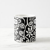 Zwart Wit Bloemen & Wervelingen Bloemen Gepersonal Koffiemok (Center)