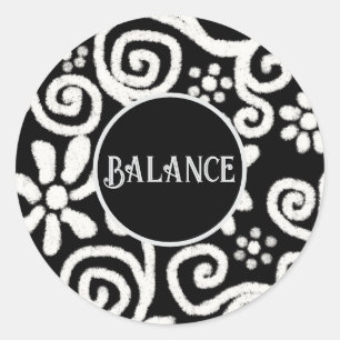 Zwart Wit Bloemen & Wervelingen Bloemen Gepersonal Ronde Sticker